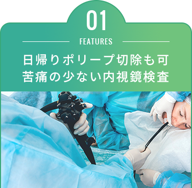 01:日帰りポリープ切除も可、苦痛の少ない内視鏡検査